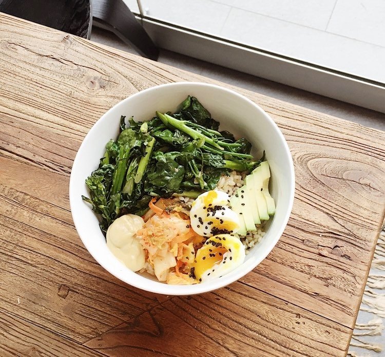 Brown rice, avocado + kimchi bowl by Freya Lawler, Clinical naturopath + nutritionist