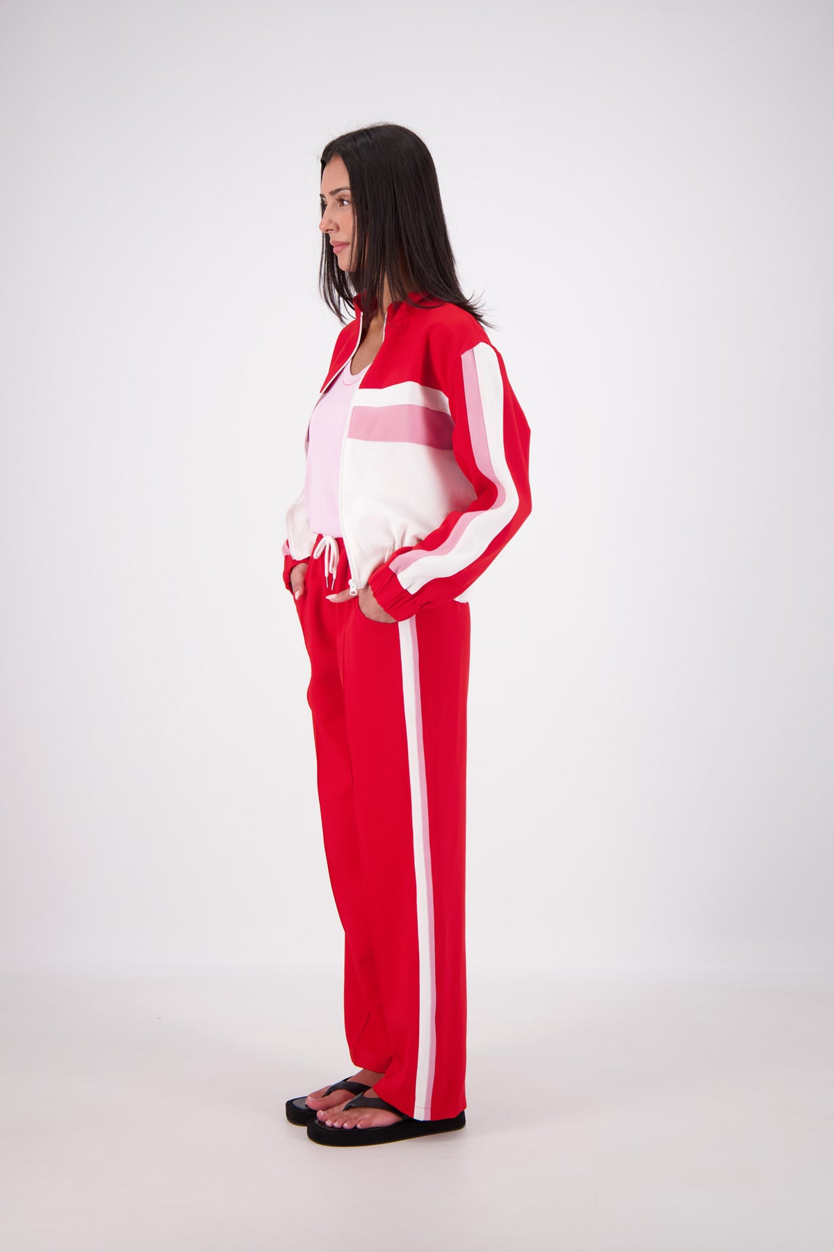Cassis Funnel Neck Jacket Red/Pink