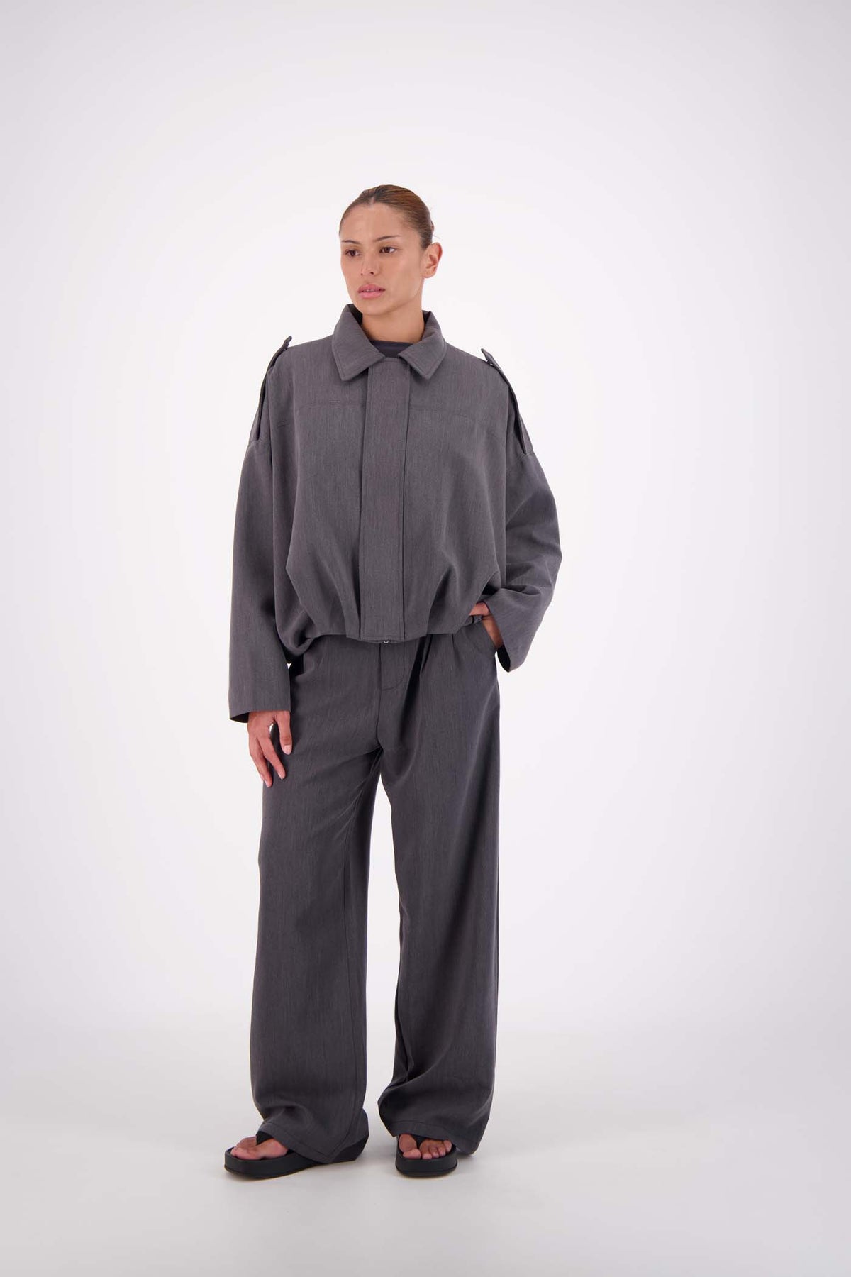 Gigi Bomber Jacket Steel Grey – Jasmine Alexa