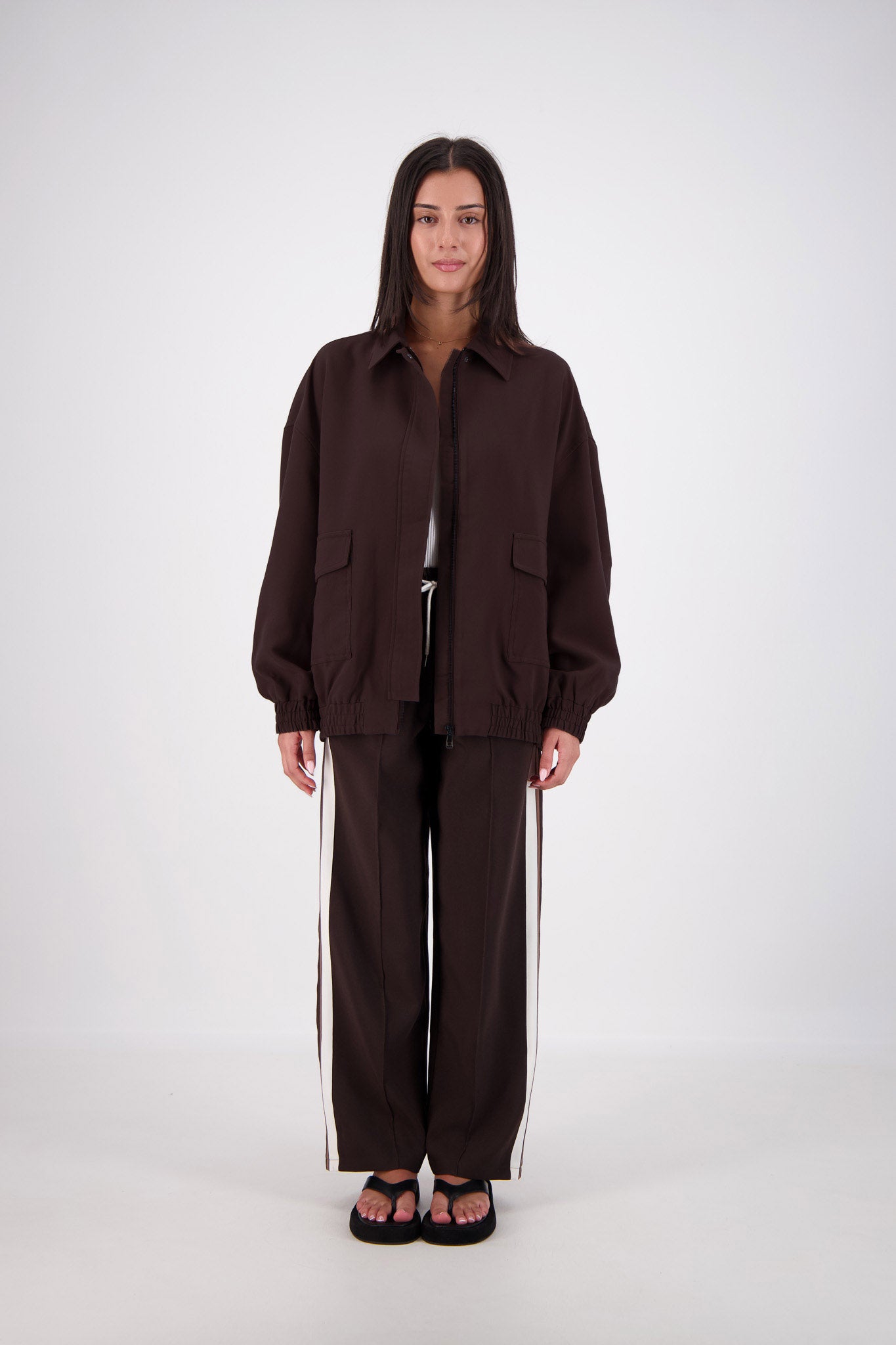 Jasmine ジャケット Ischia Bomber Jacket Dark Brown – Jasmine Alexa