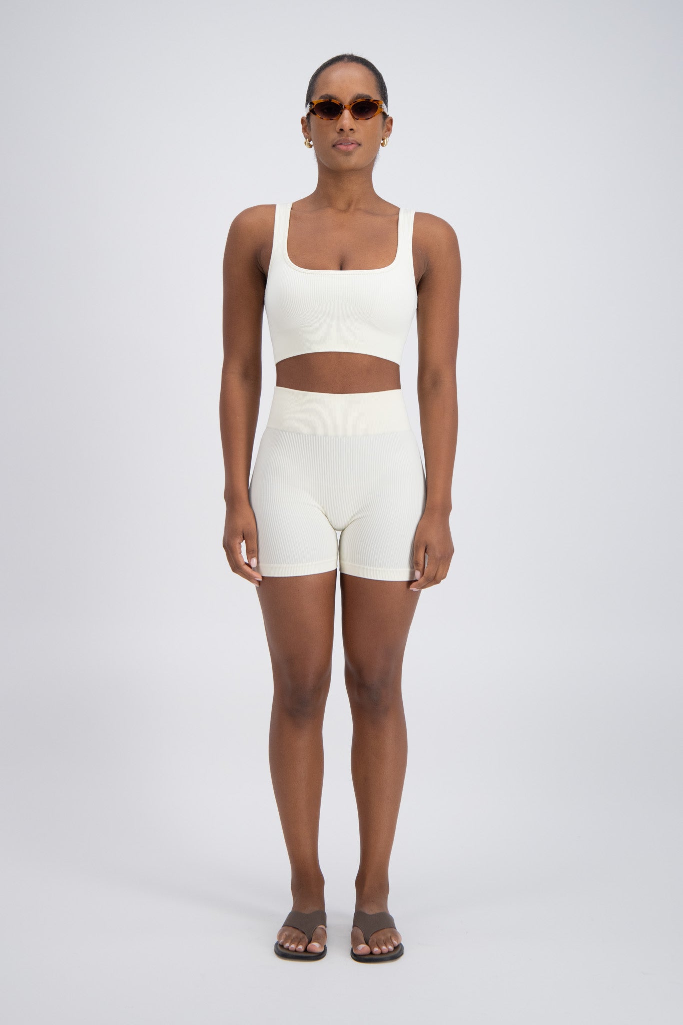 Palermo Seamless Rib Knit Shorts White – Jasmine Alexa