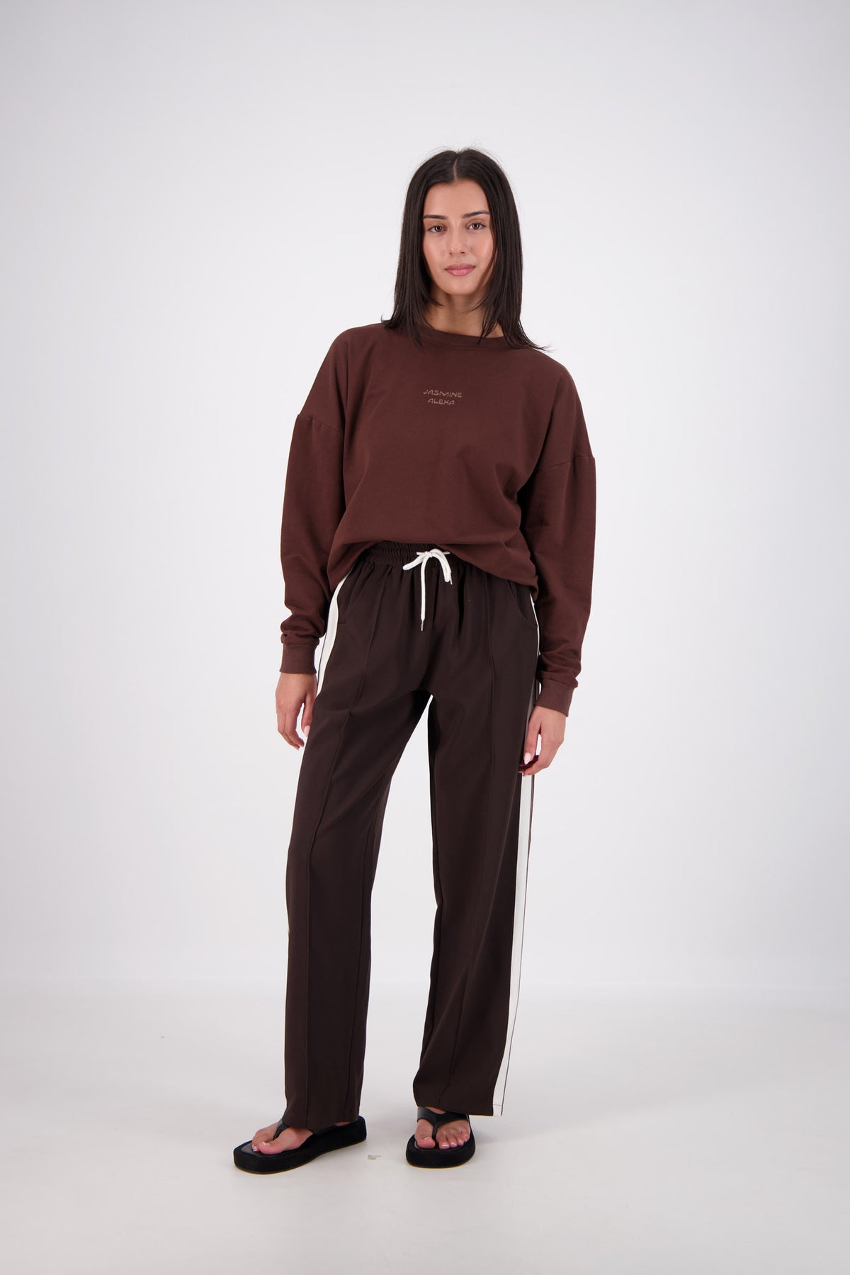 Relaxed Crew Neck Sweatshirt Brown