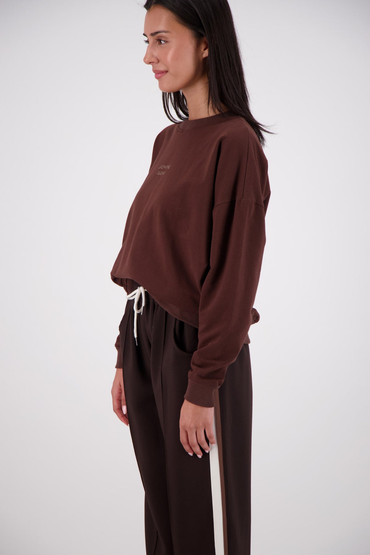 Relaxed Crew Neck Sweatshirt Brown