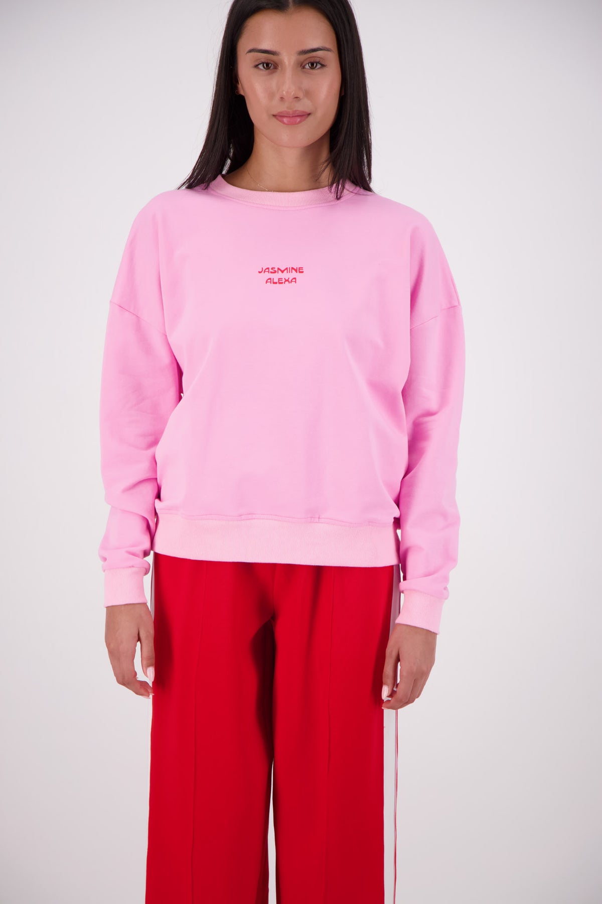 Relaxed Crew Neck Sweatshirt Pink