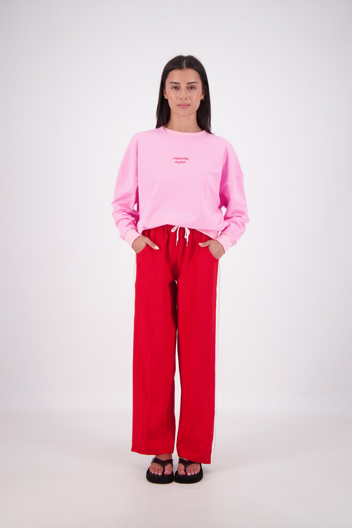 Relaxed Crew Neck Sweatshirt Pink