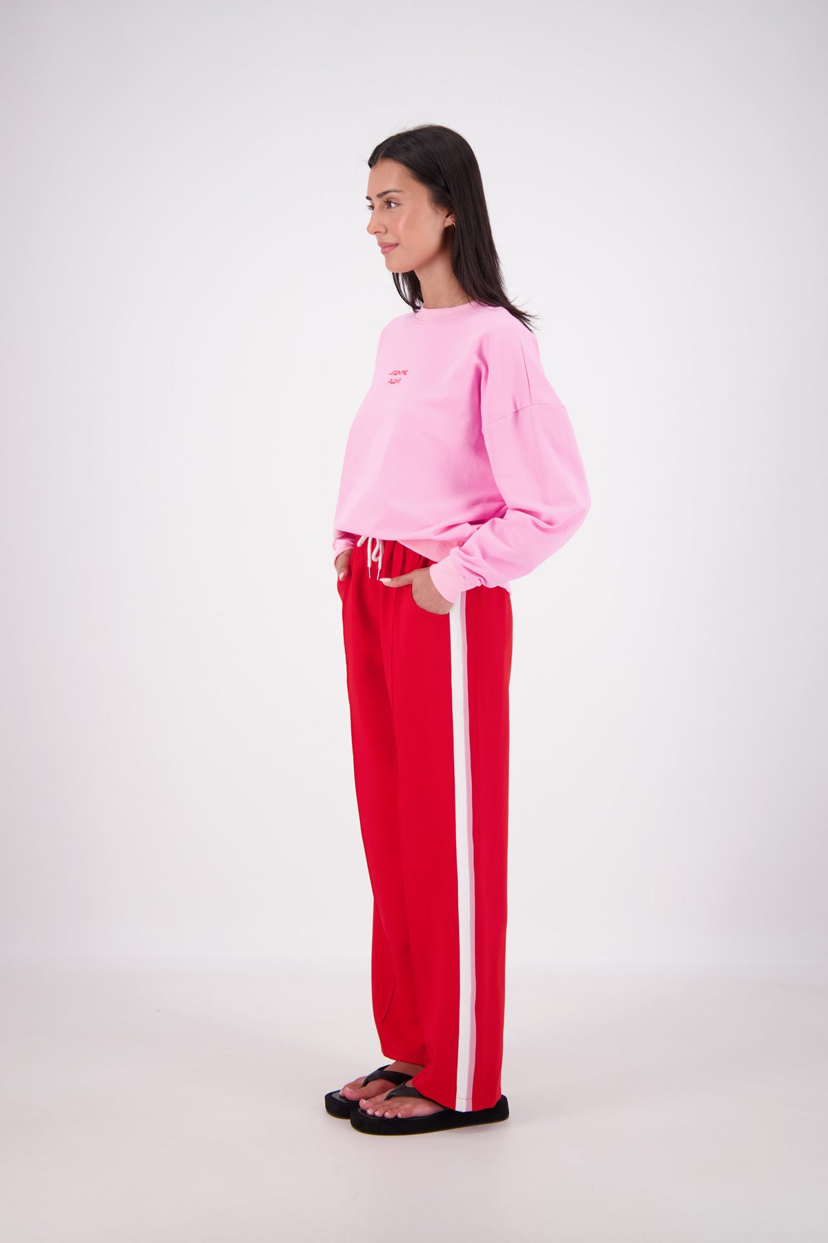 Relaxed Crew Neck Sweatshirt Pink