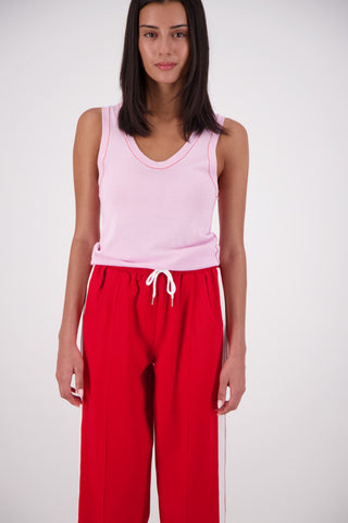 Riviera Contrast Scoop Neck Knit Tank Pink
