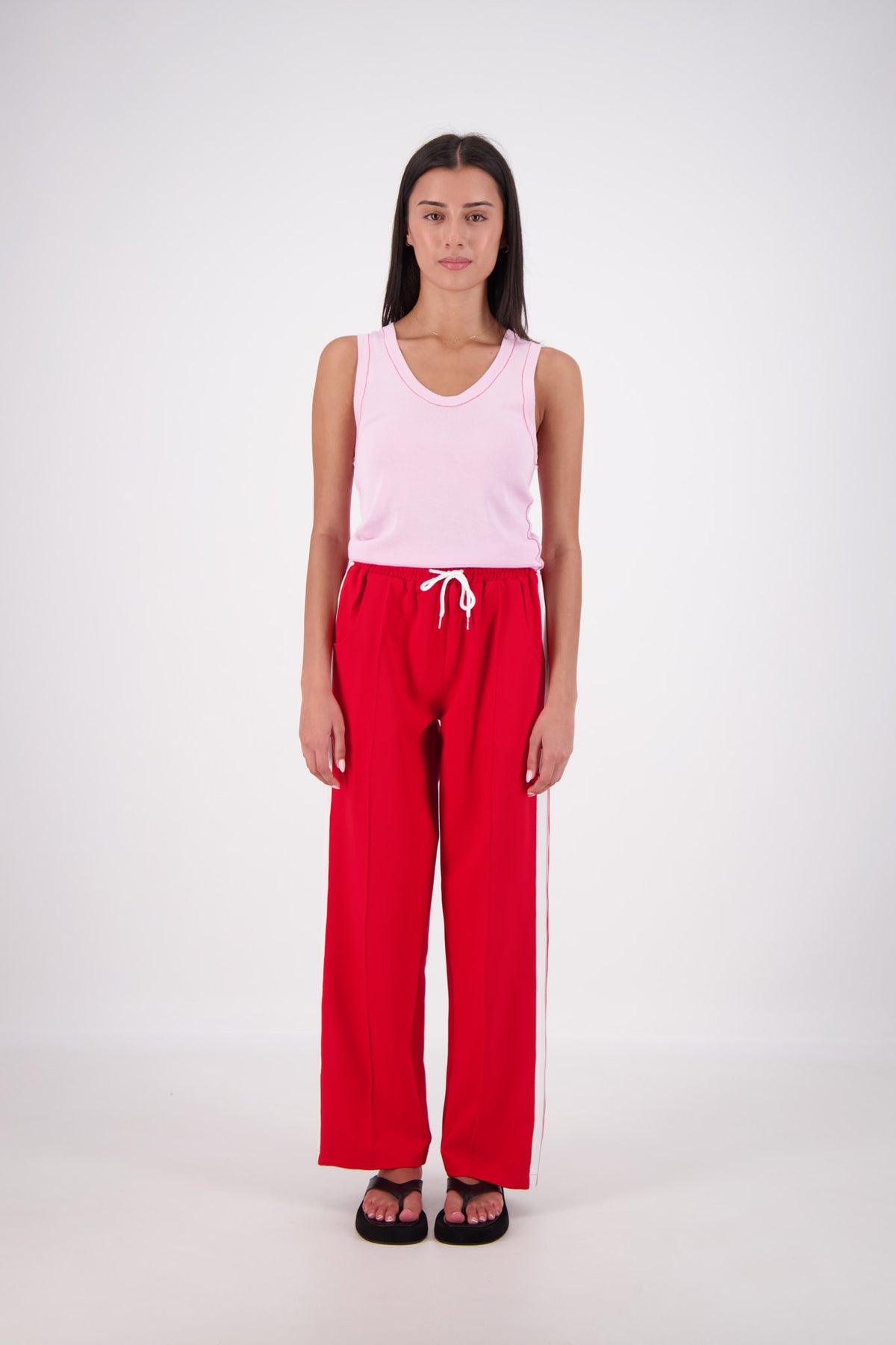 Riviera Contrast Scoop Neck Knit Tank Pink