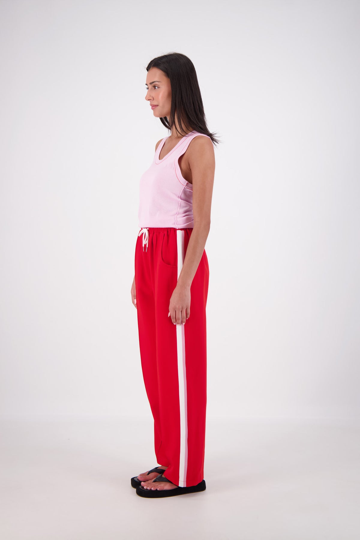 Riviera Contrast Scoop Neck Knit Tank Pink