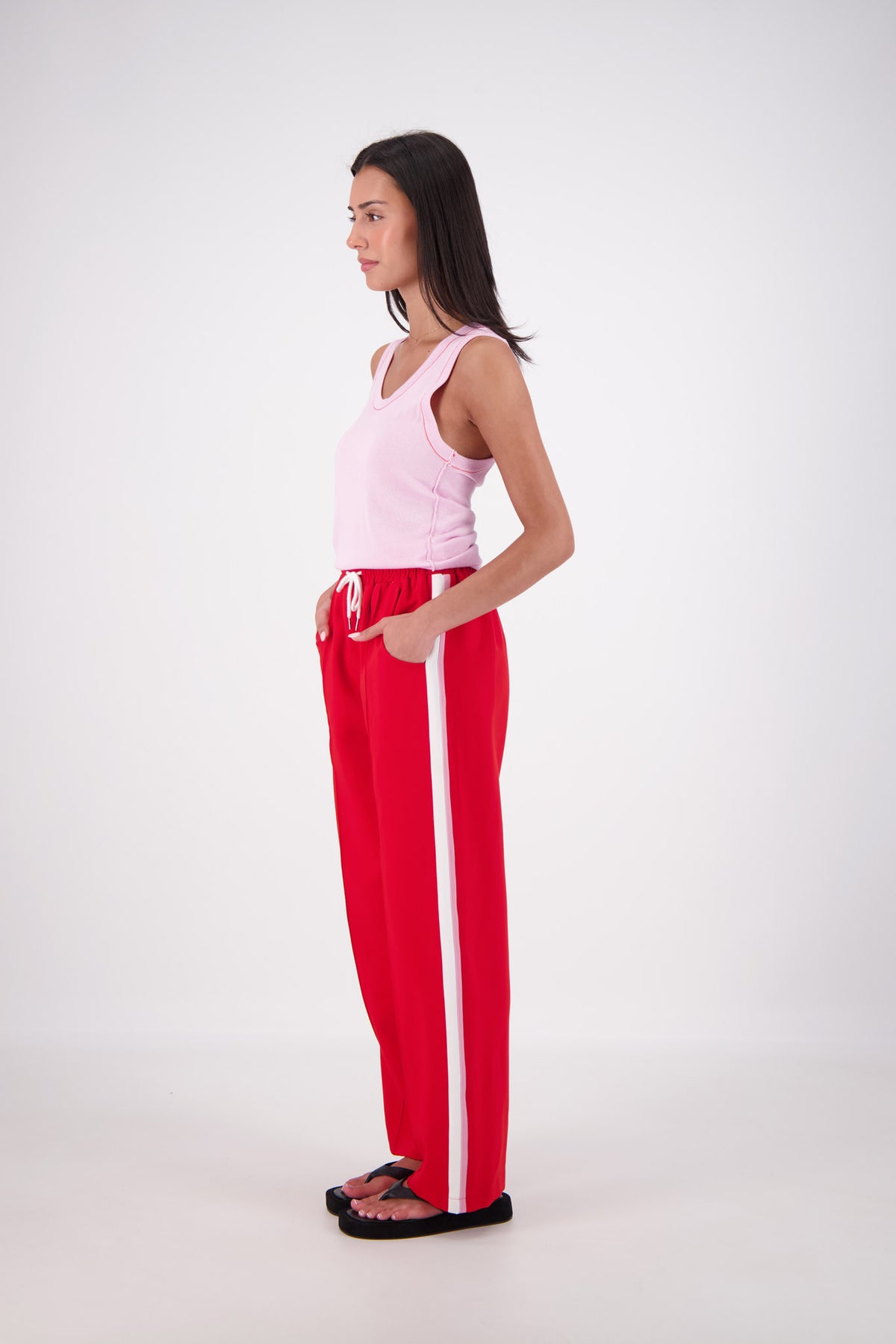 Riviera Contrast Scoop Neck Knit Tank Pink