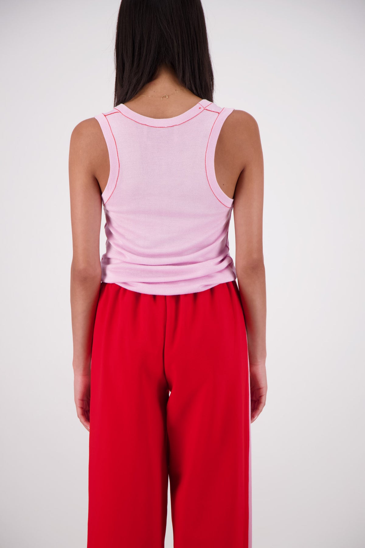 Riviera Contrast Scoop Neck Knit Tank Pink