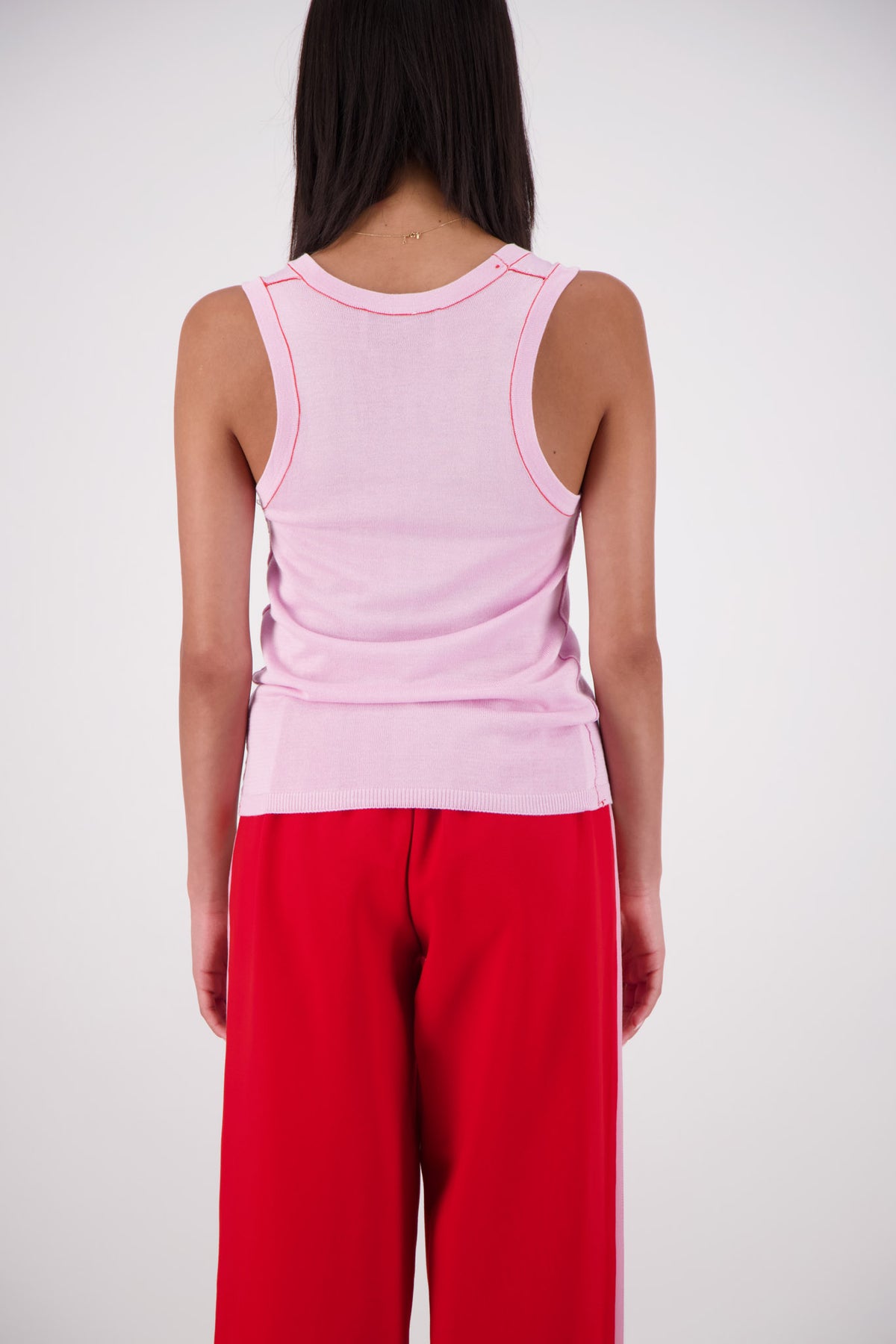 Riviera Contrast Scoop Neck Knit Tank Pink