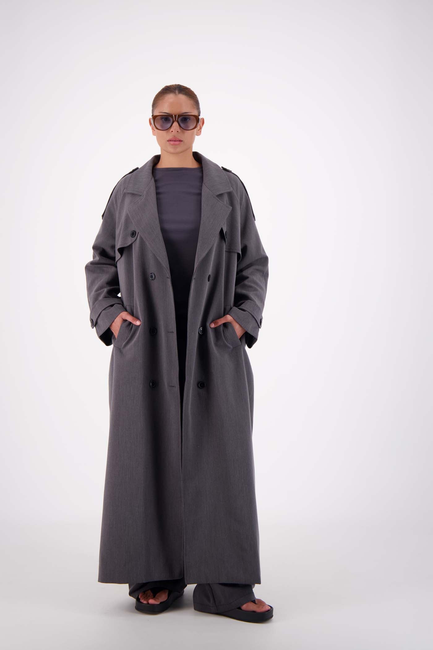Serena Trench Coat Steel Grey – Jasmine Alexa