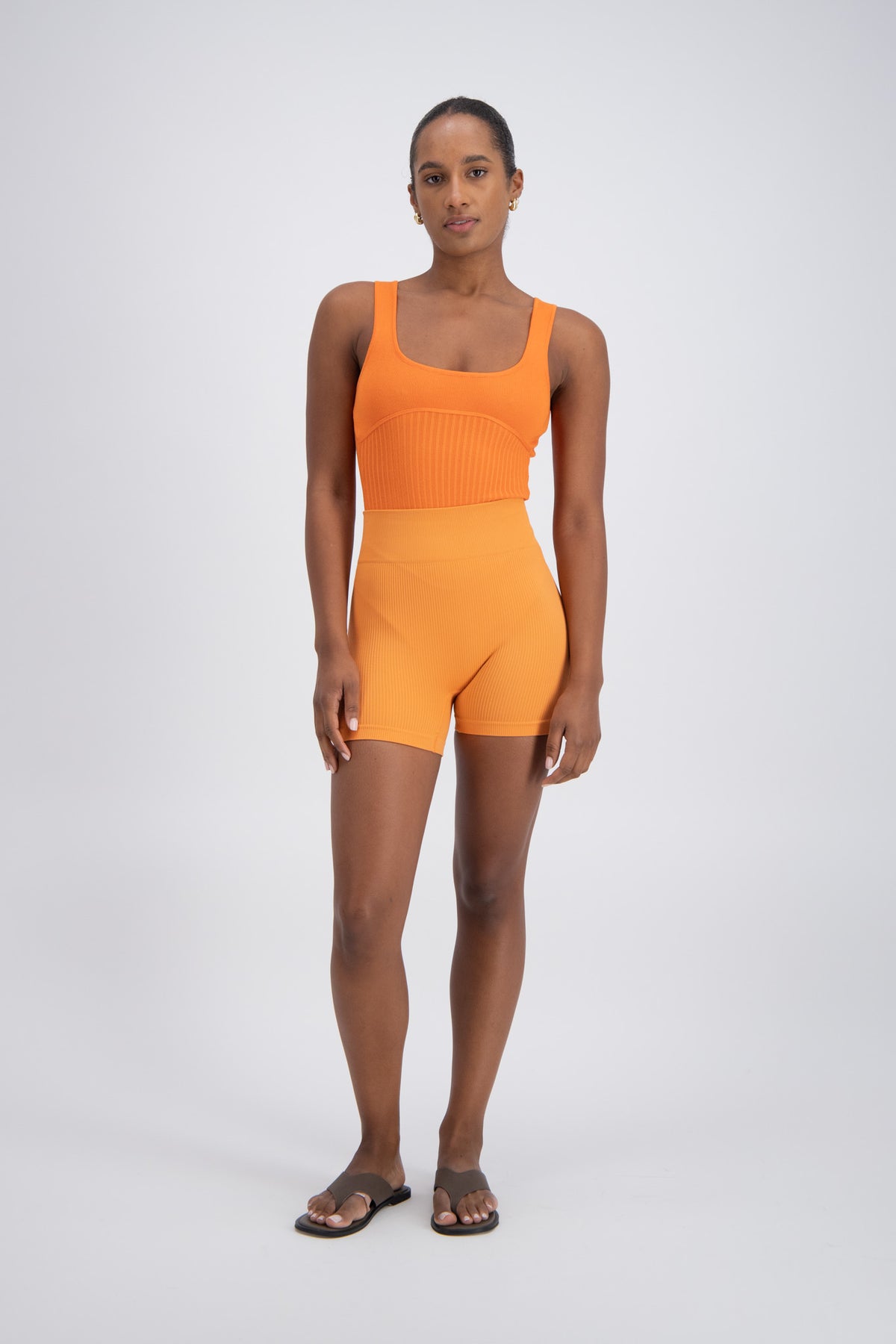 Minori Rib Knit Bodysuit Orange