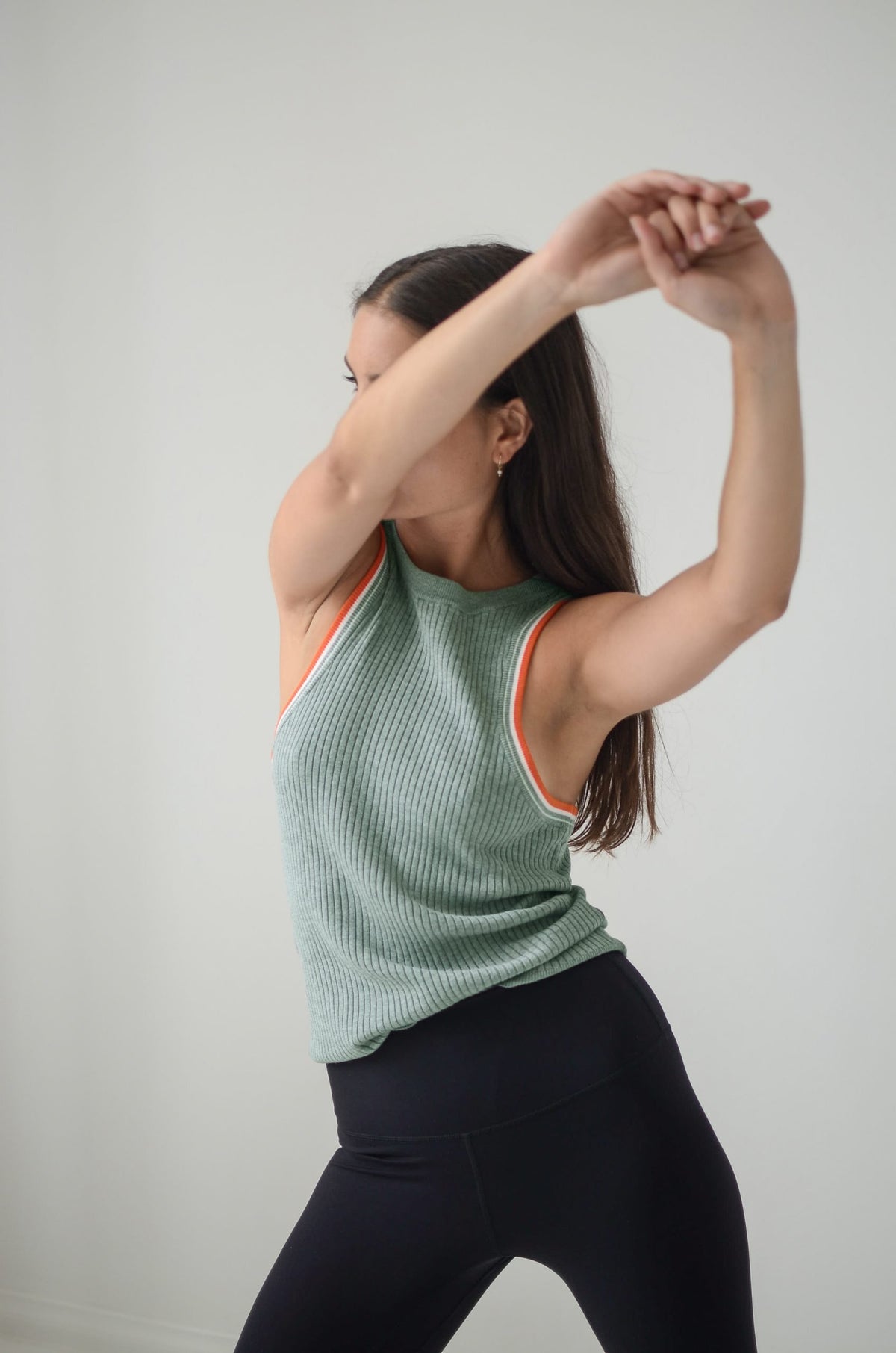 In This Moment Rib Knit Tank Fog/Coral